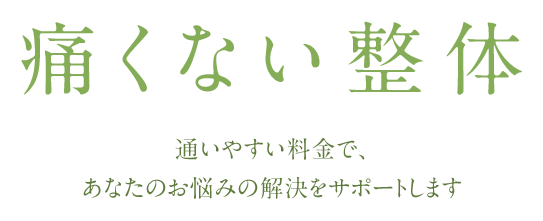 痛くない整体 通いやすい料金で、あなたのお悩みの解決をサポートします