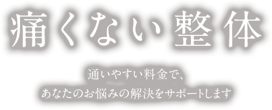 痛くない整体 通いやすい料金で、あなたのお悩みの解決をサポートします